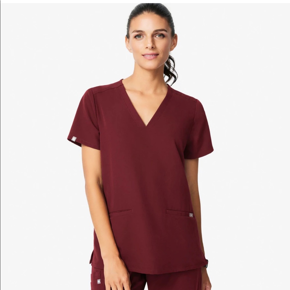 Figs Burgundy Casma Top
